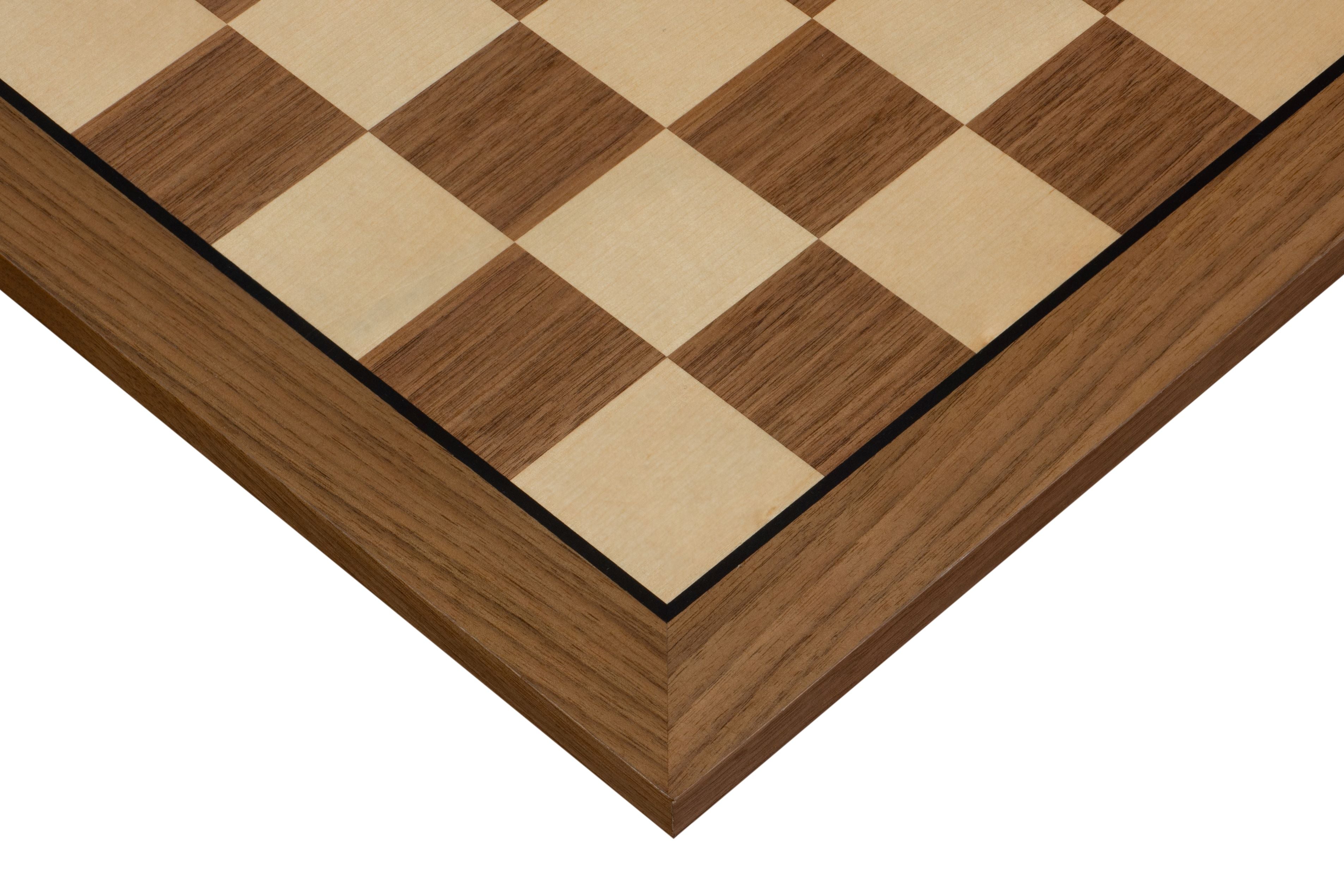 Walnut & Sycamore Chess Board – 21.3″ without Notation