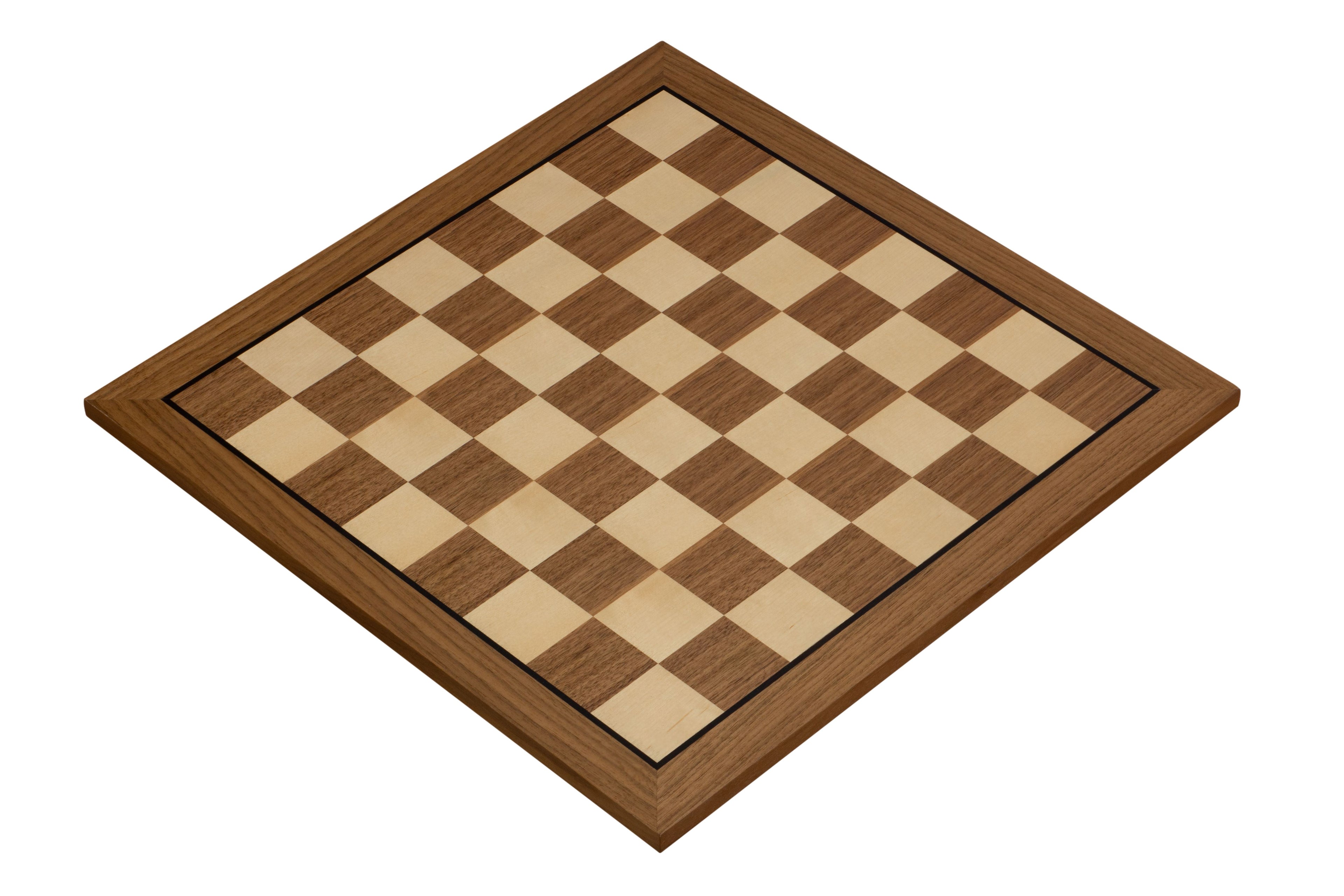 Walnut & Sycamore Chess Board – 21.3″ without Notation