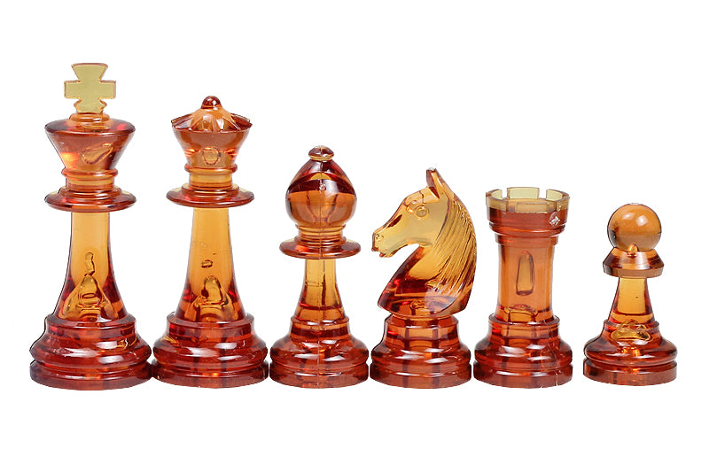Staunton No. 6 Chess Pieces – Transparent Amber and Clear