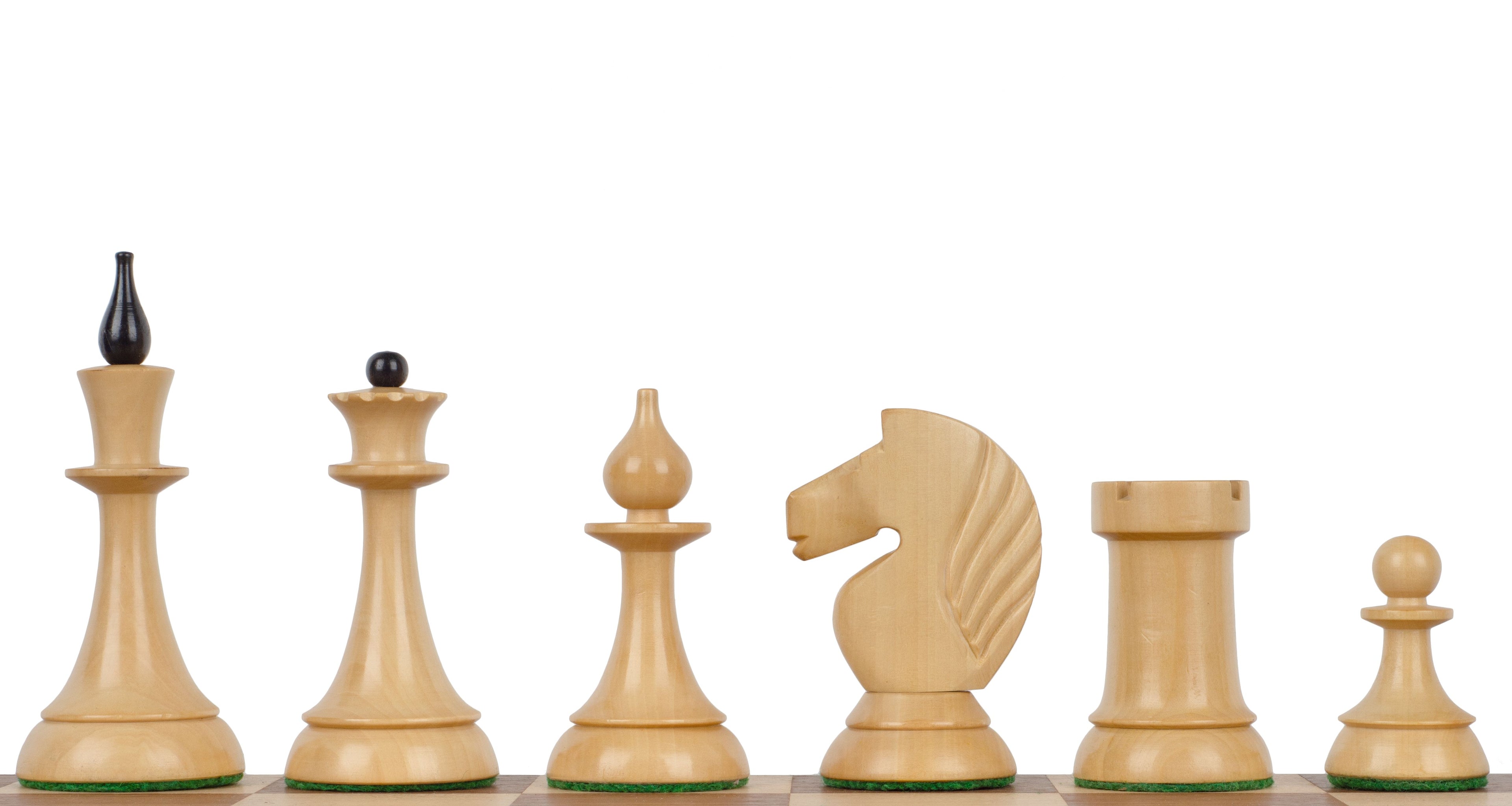 Queen’s Gambit Chess Pieces – 4" King, Boxwood & Ebonised, 1957 Moscow Replica