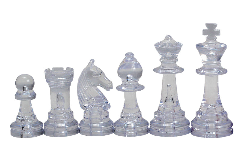 Staunton No. 6 Chess Pieces – Transparent Amber and Clear