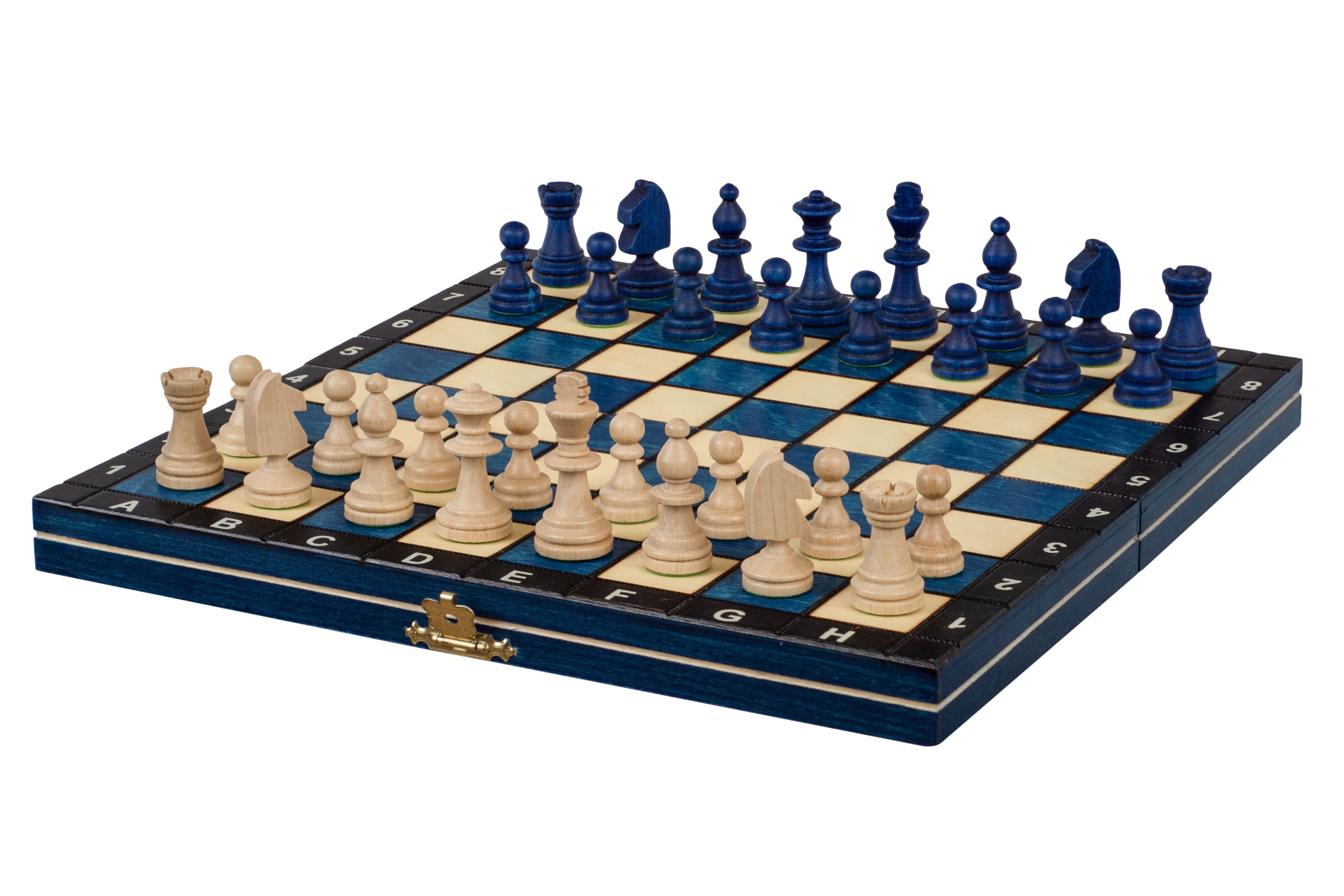 Magnetic Wooden Chess Set – Blue (10.6" board)