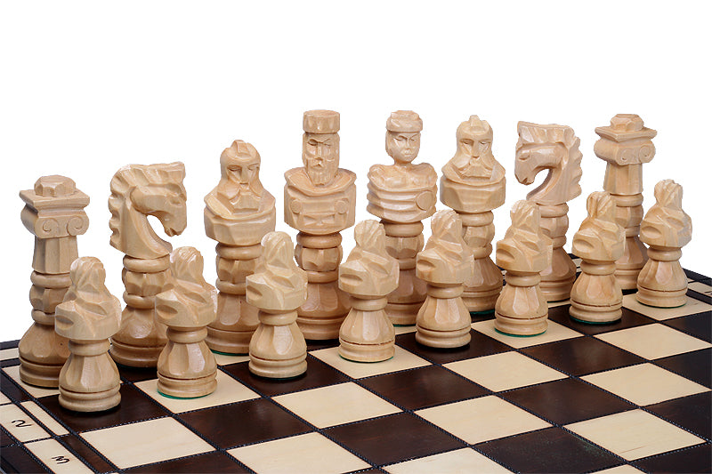 Gladiator Chess Set with Large Burned Board – 5.91 in King