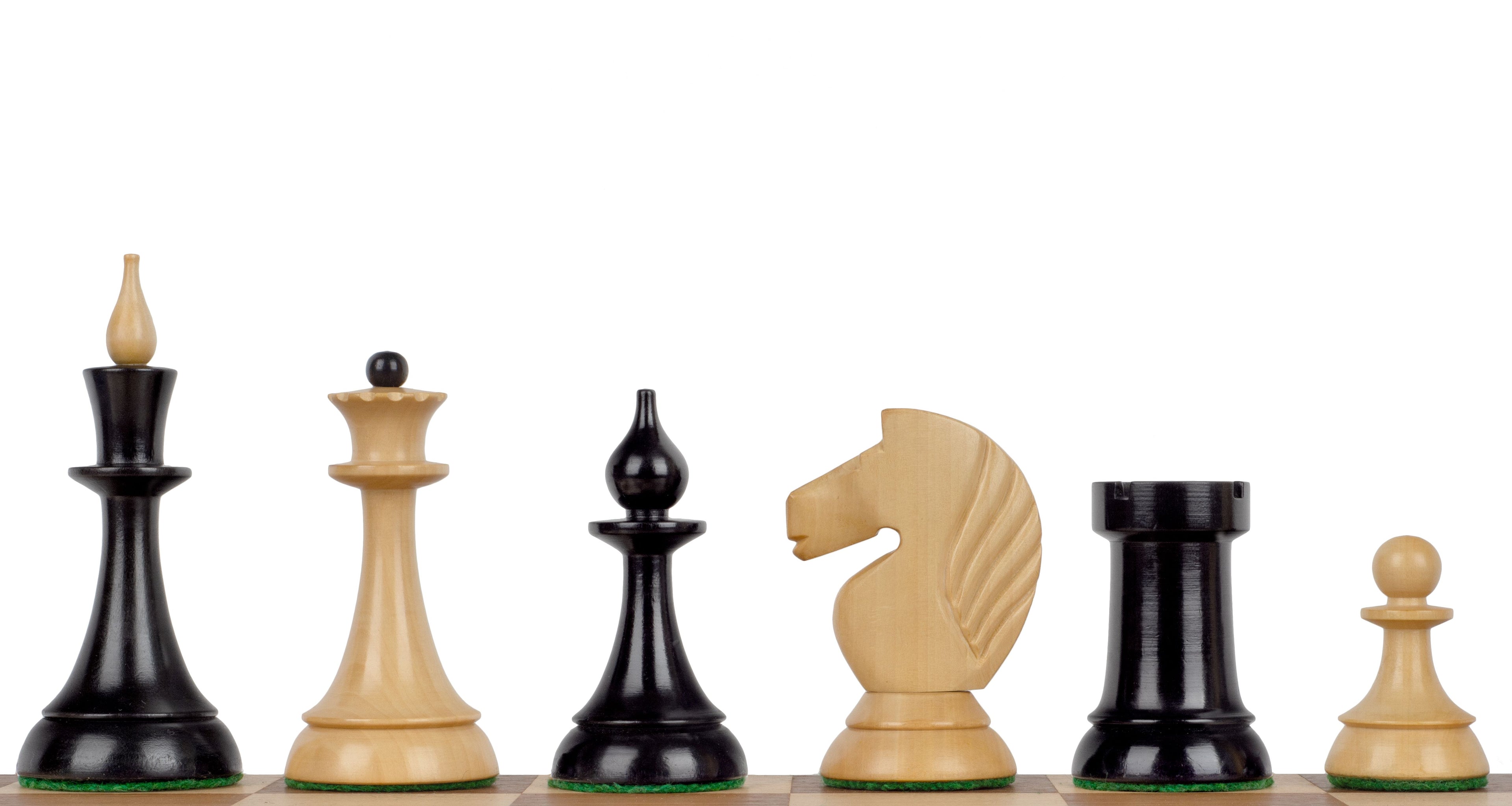 Queen’s Gambit Chess Pieces – 4" King, Boxwood & Ebonised, 1957 Moscow Replica