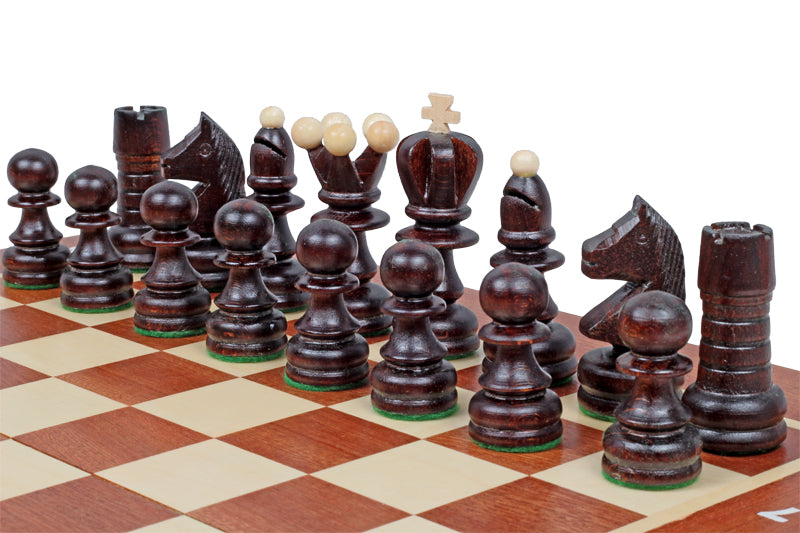 Pearl Large Chess Set with Inlaid Intarsia Board (3.54 inch King)
