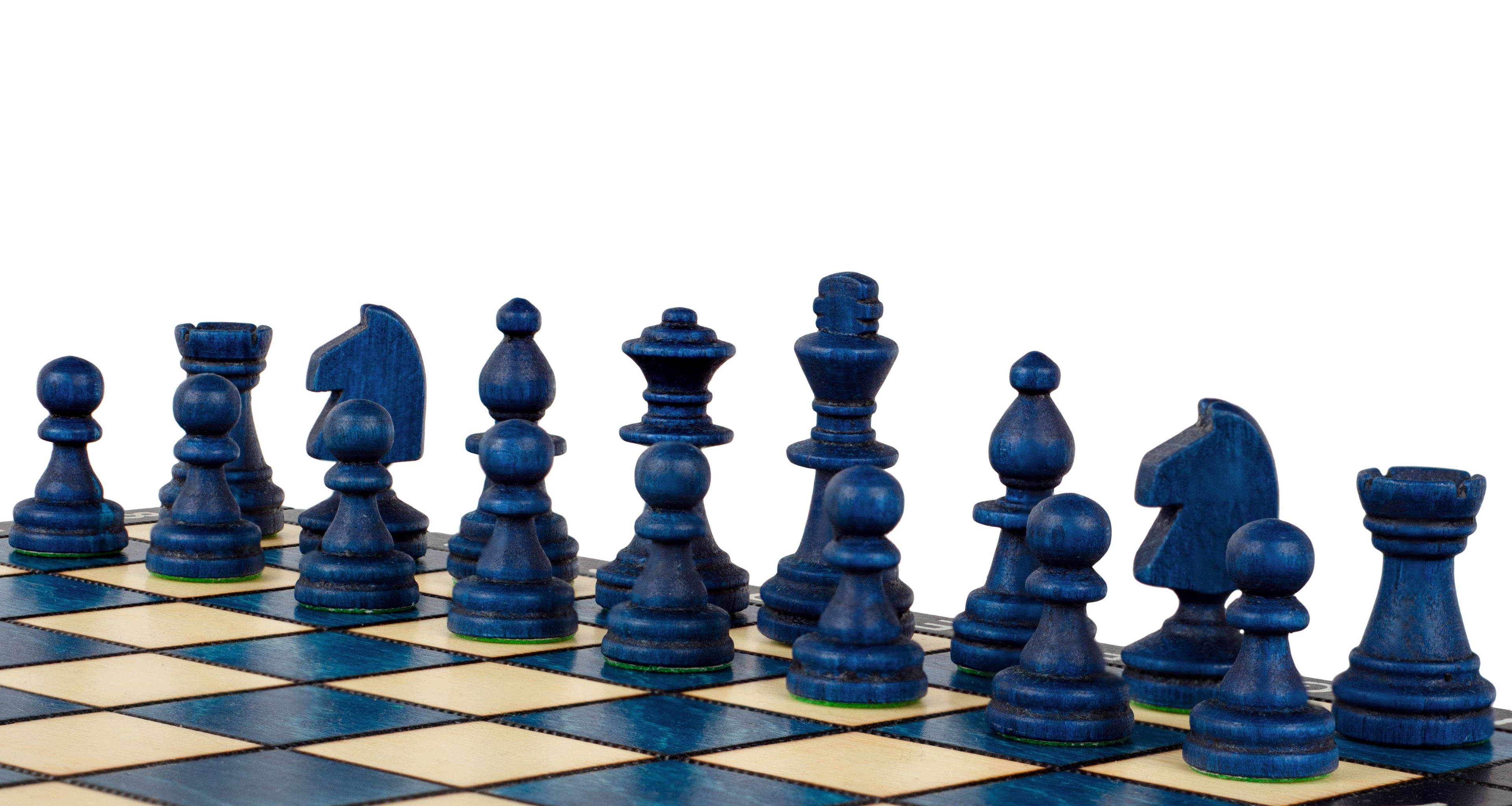 Magnetic Wooden Chess Set – Blue (10.6" board)