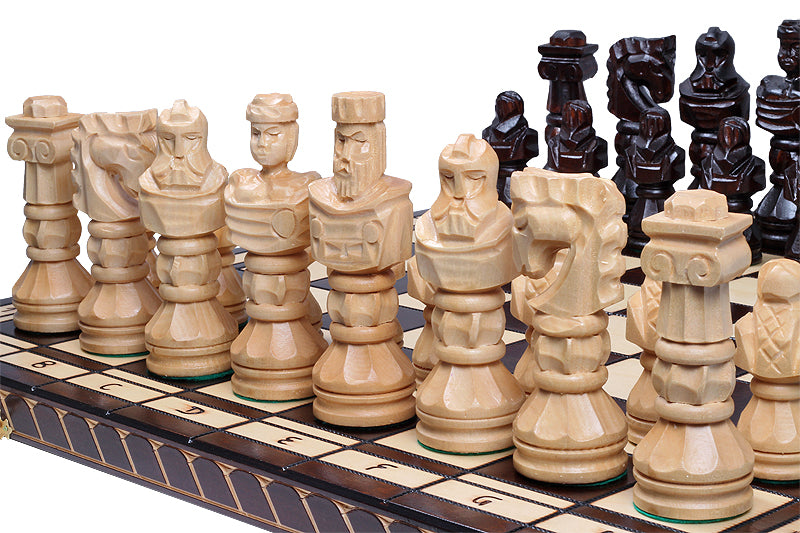Gladiator Chess Set with Large Burned Board – 5.91 in King