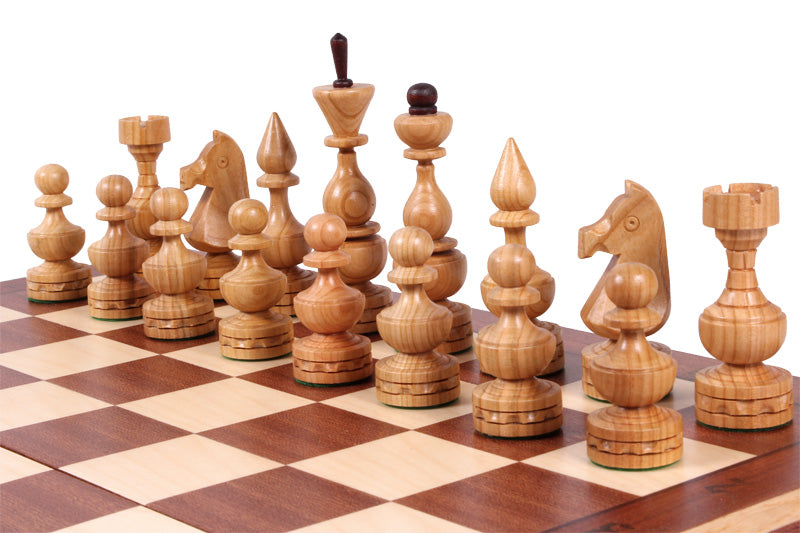 Debiut Chess Set Cherry Wood Weighted Pieces with Inlaid Folding Board 4.72 in King