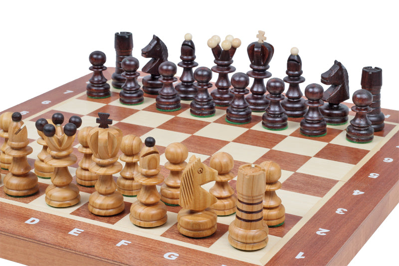 Pearl Large Chess Set with Inlaid Intarsia Board (3.54 inch King)