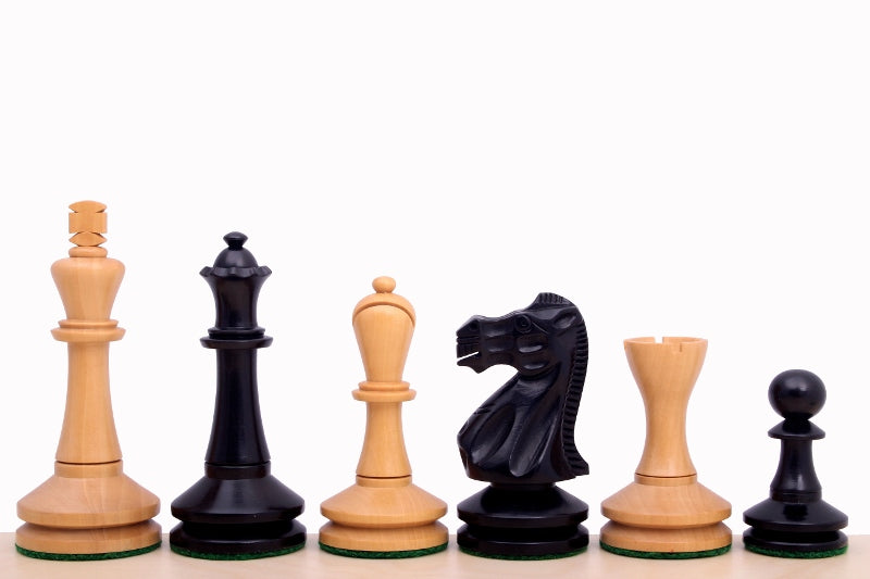 Blackmore Chess Pieces – 4" King, Ebonised & Natural Boxwood