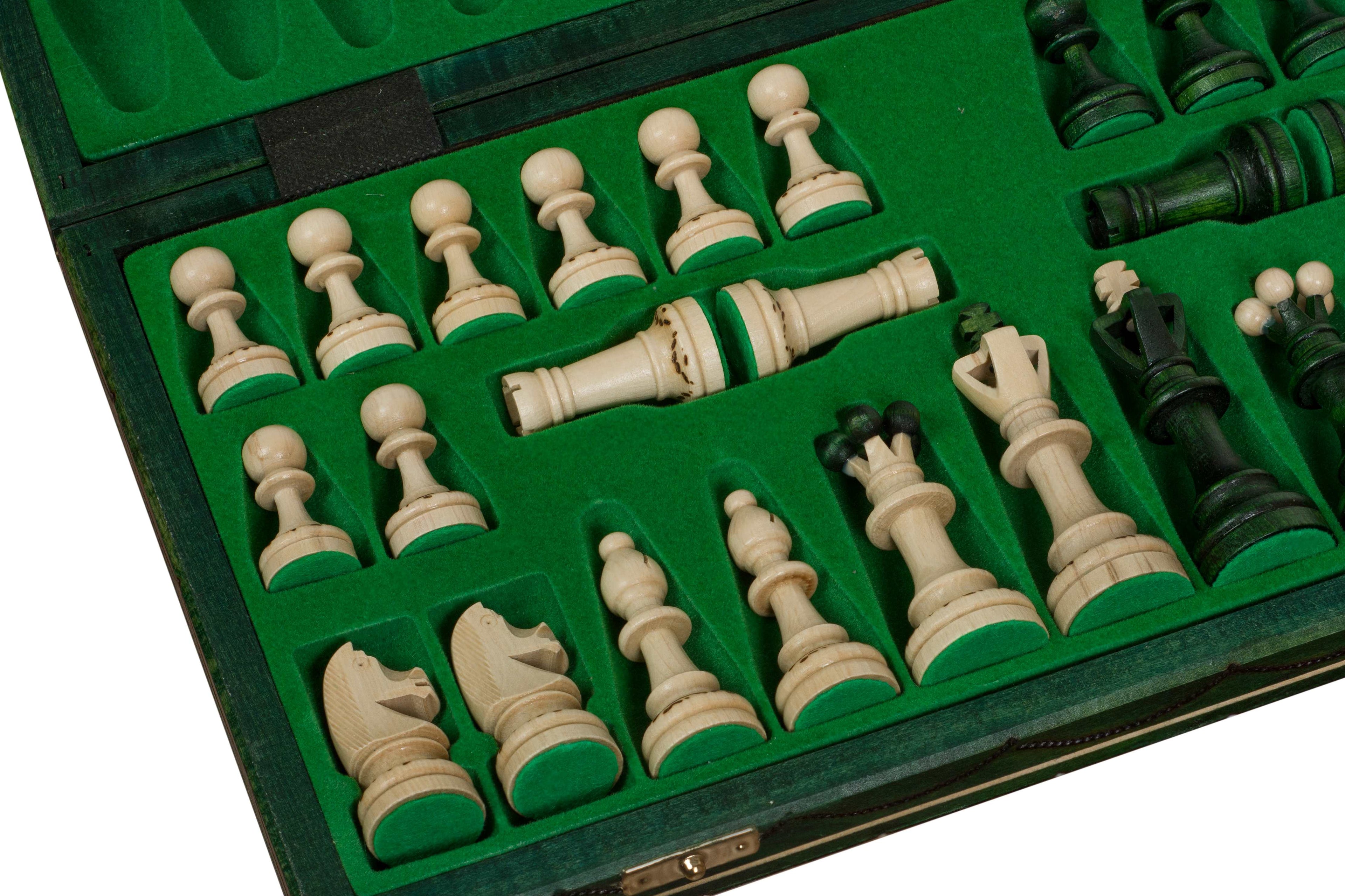 Senator Green Chess Set 16 in with Insert Tray (3.15 inch King)