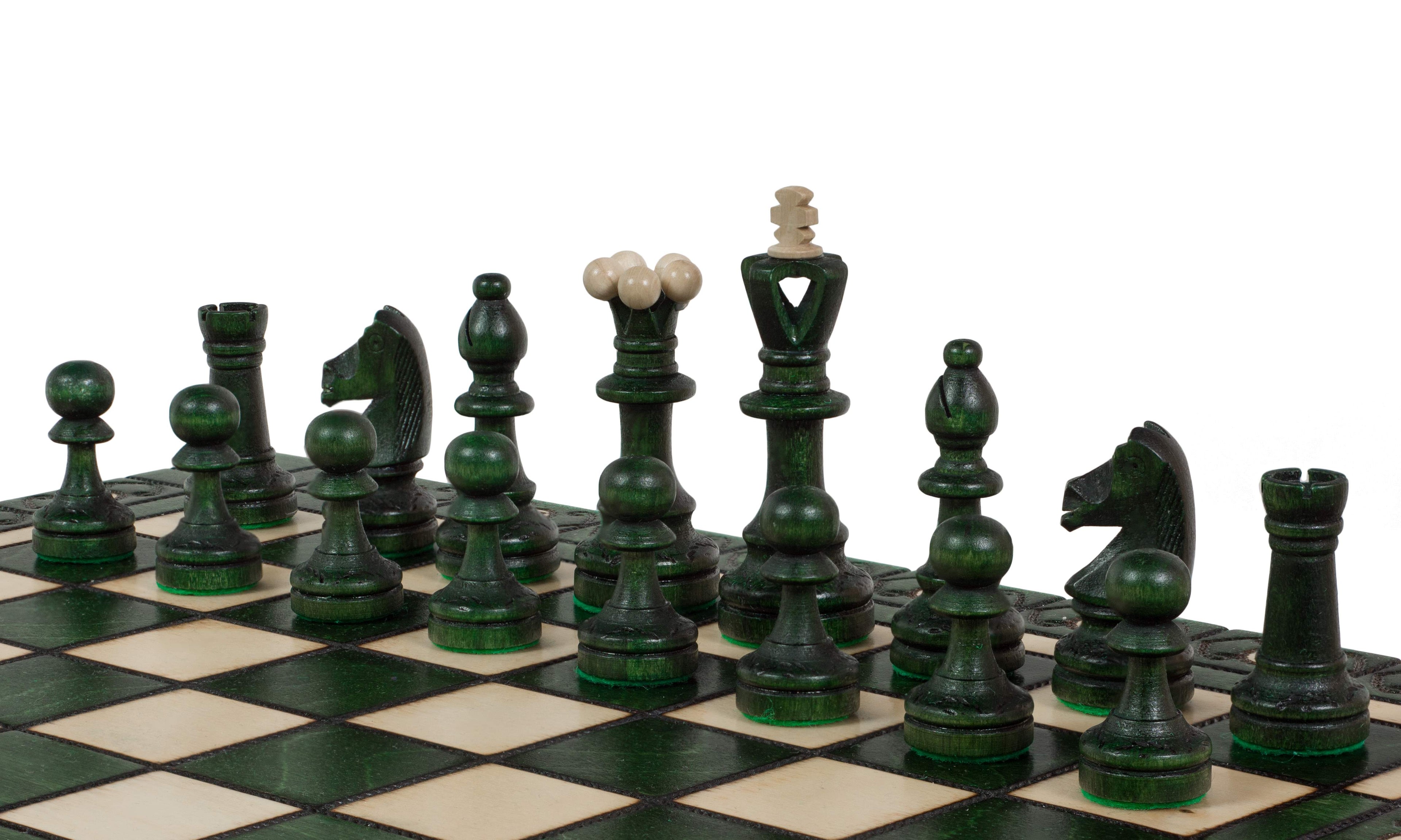 Senator Green Chess Set 16 in with Insert Tray (3.15 inch King)