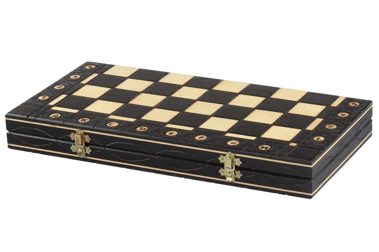 Senator Chess Set 14.2 in with Insert Tray (3.2 inch King) – Black Edition