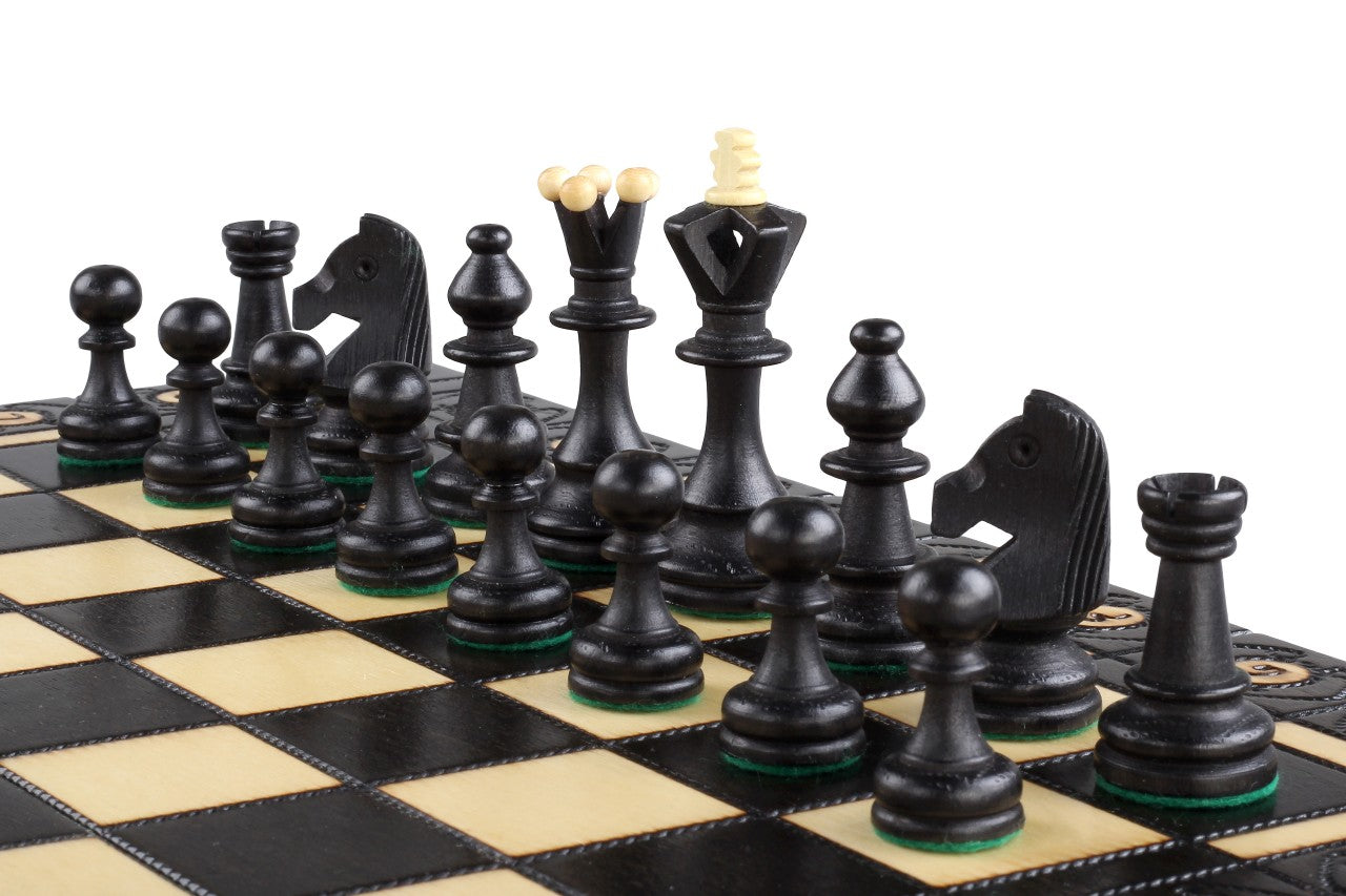 Senator Chess Set 14.2 in with Insert Tray (3.2 inch King) – Black Edition