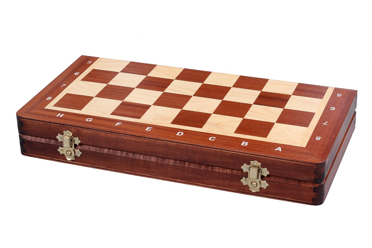 Tournament Chess Set No 3 with Mahogany & Sycamore Inlaid Board