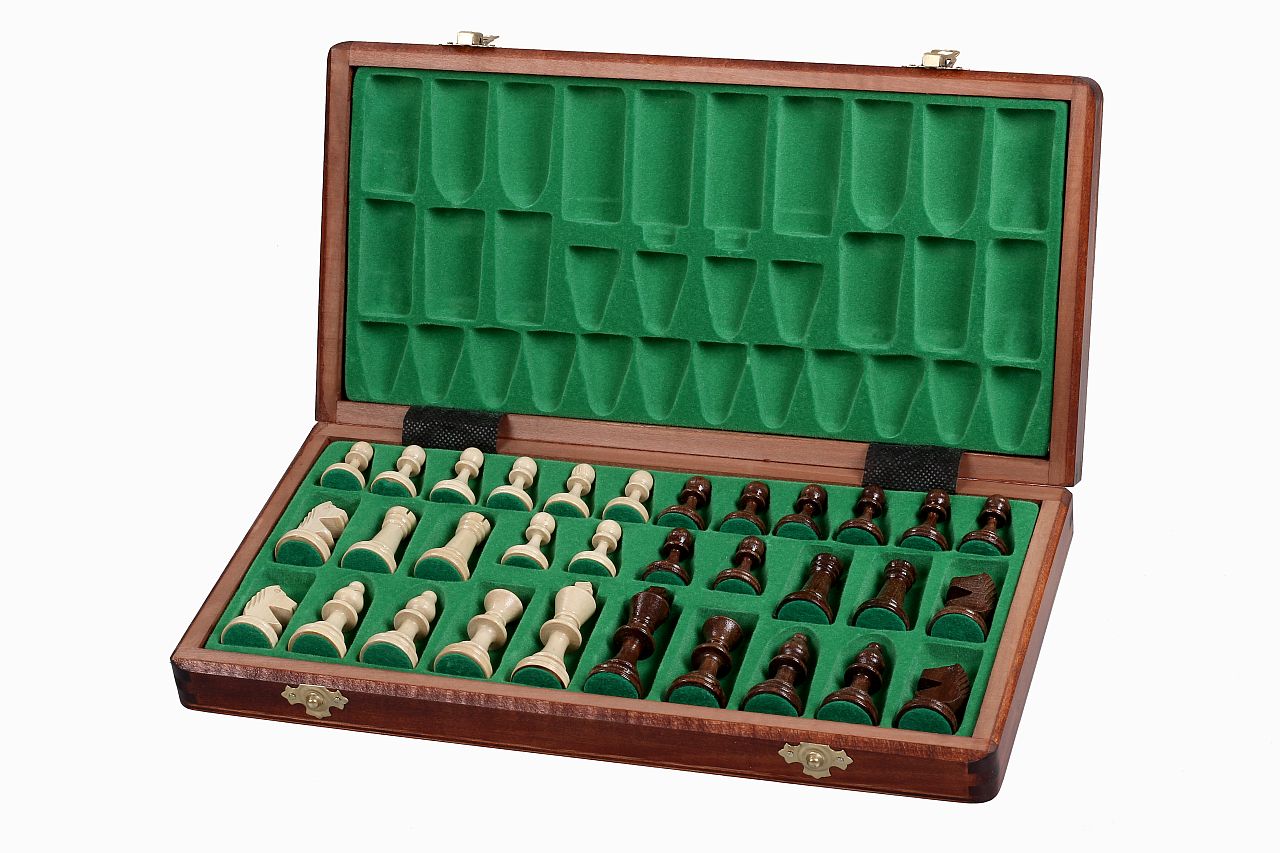 Tournament Chess Set No 3 with Mahogany & Sycamore Inlaid Board