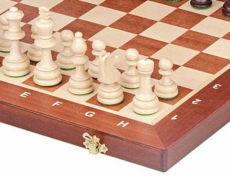 Tournament Chess Set No 4 (double queen) Mahogany & Sycamore Board