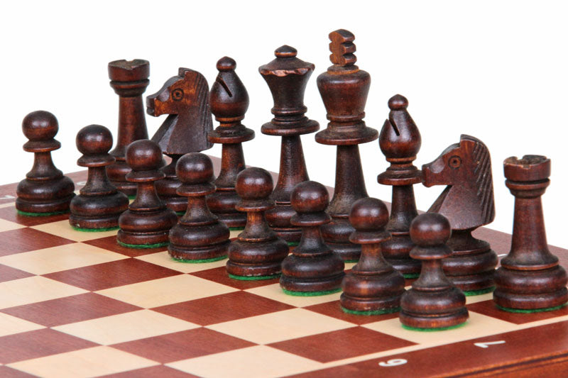 Tournament Chess Set No 4 (double queen) Mahogany & Sycamore Board