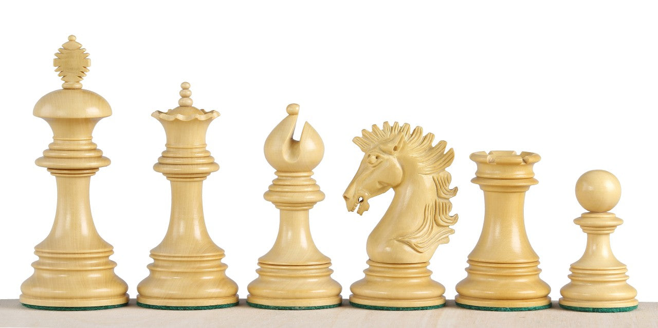 Sunrise Chess Pieces – 3.75" King, Padauk (Redwood) & Boxwood
