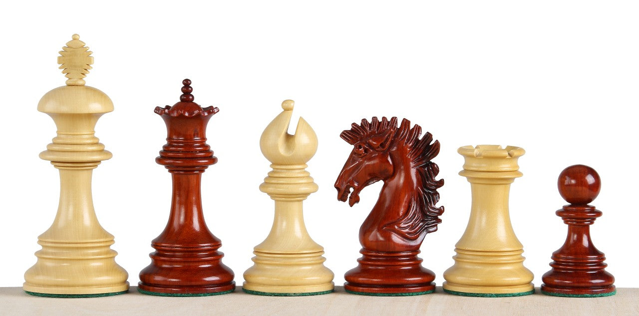 Sunrise Chess Pieces – 3.75" King, Padauk (Redwood) & Boxwood