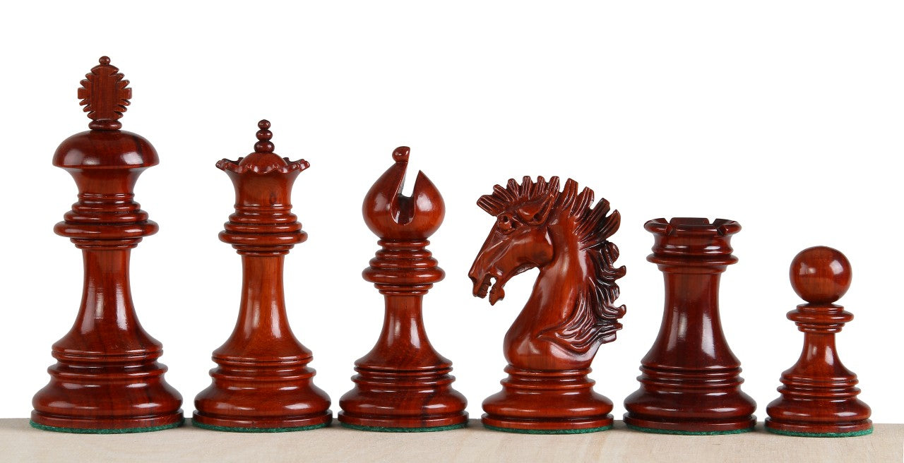 Sunrise Chess Pieces – 3.75" King, Padauk (Redwood) & Boxwood