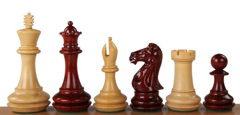 Champfered Base Chess Pieces – 4.25" King, Padauk & Boxwood