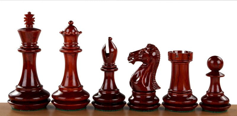 Champfered Base Chess Pieces – 4.25" King, Padauk & Boxwood
