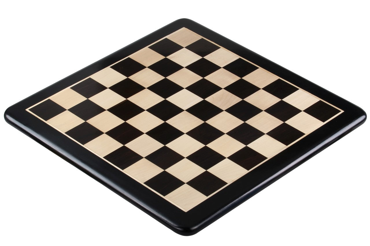 Ebony & Beechwood Solid Chess Board 21″ – Without Notation, Rounded Edges