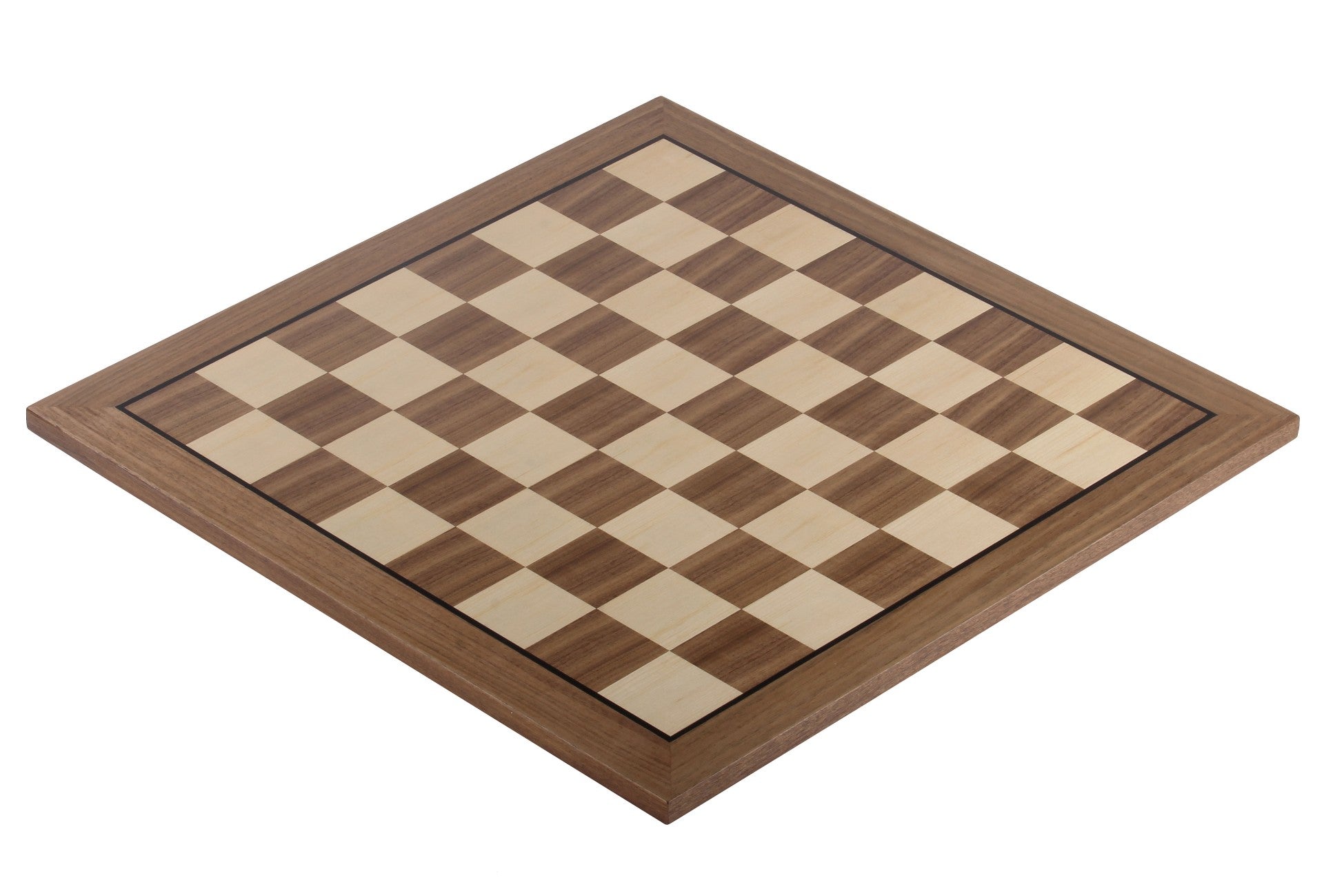 Walnut & Sycamore Chess Board 18.9" x 18.9" with 1.97" Squares – No Notation