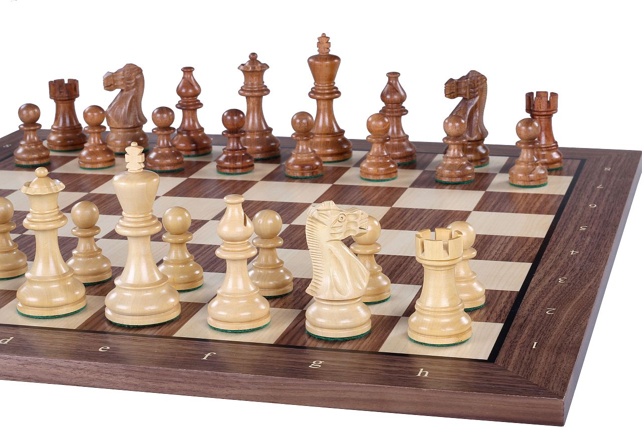 Walnut & Maple Chess Board 18.9″ – With Notation