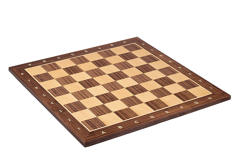 Walnut & Sycamore Chess Board 17.3″ – With Notation, Tournament Style
