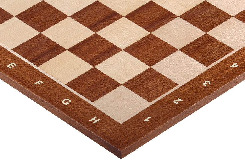 Mahogany & Sycamore Chess Board 18.9″ – With Notation