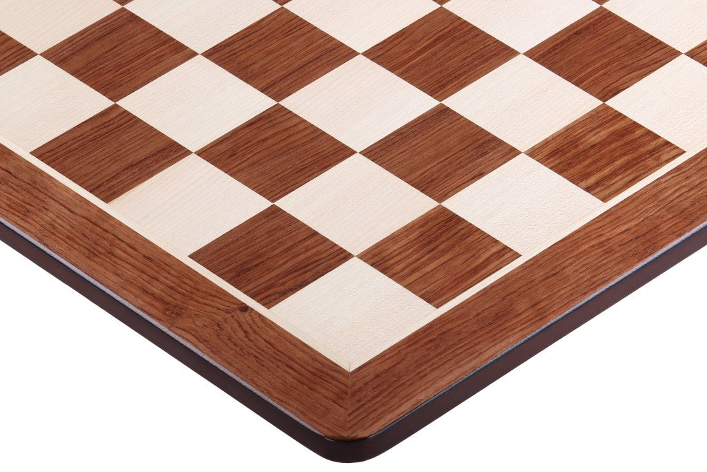 Padauk & Maple Chess Board 21.6″ – Without Notation, Rounded Corners