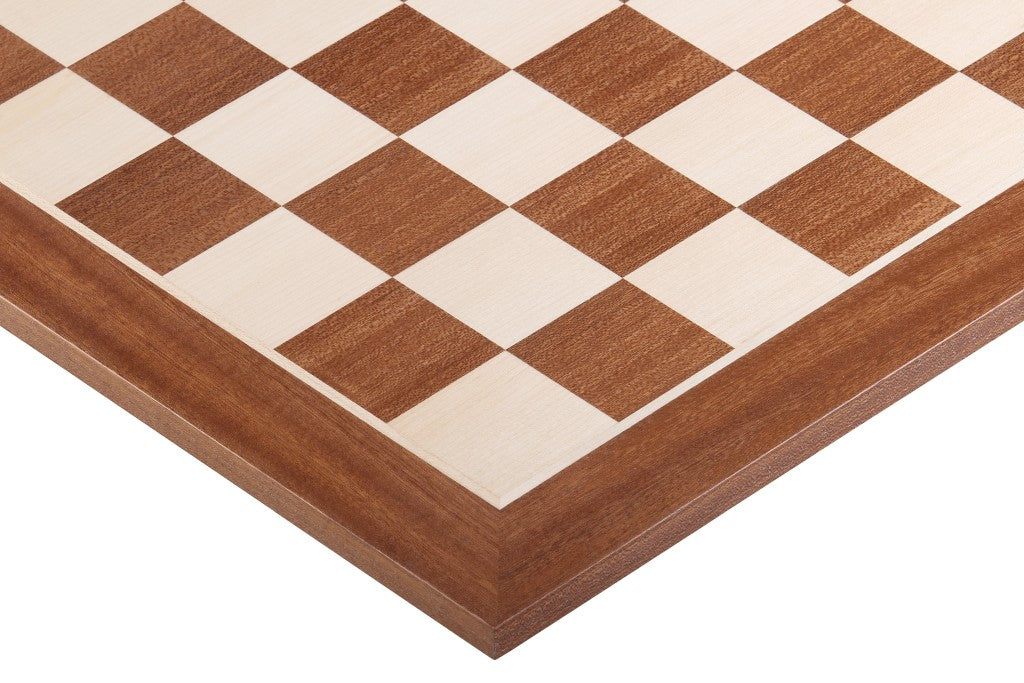 Mahogany & Sycamore Chess Board 17.3″ – Without Notation