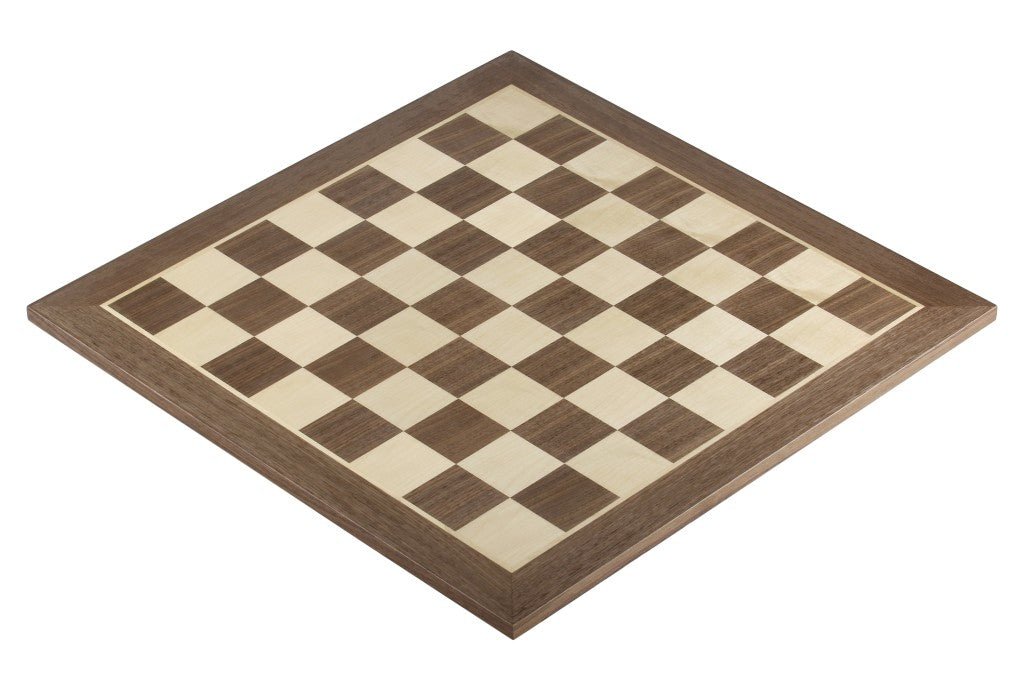 Inlaid Walnut & Sycamore Chess Board 14.2″ – Without Notation