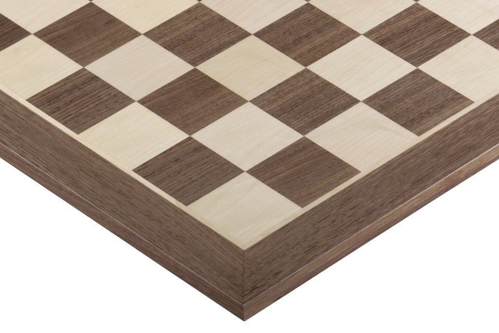 Inlaid Walnut & Sycamore Chess Board 14.2″ – Without Notation