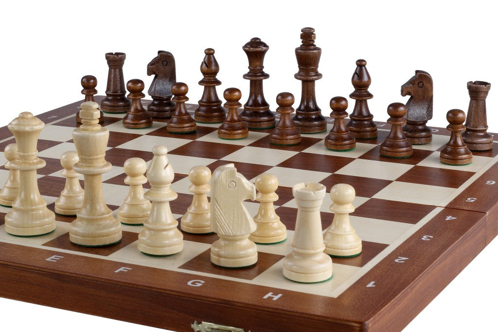 Tournament Staunton Chess Set No 5 with Mahogany & Sycamore Board