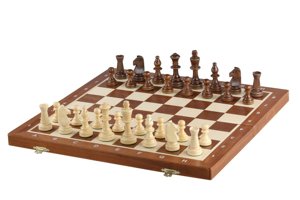 Tournament Staunton Chess Set No 5 with Mahogany & Sycamore Board