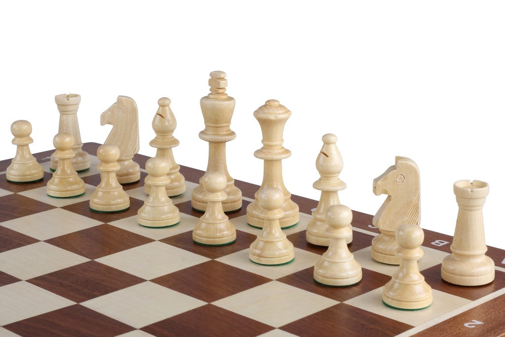 Tournament Staunton Chess Set No 5 with Mahogany & Sycamore Board