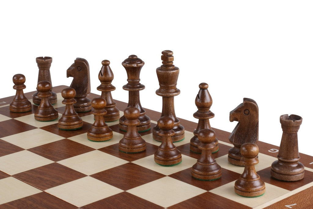Tournament Staunton Chess Set No 5 with Mahogany & Sycamore Board