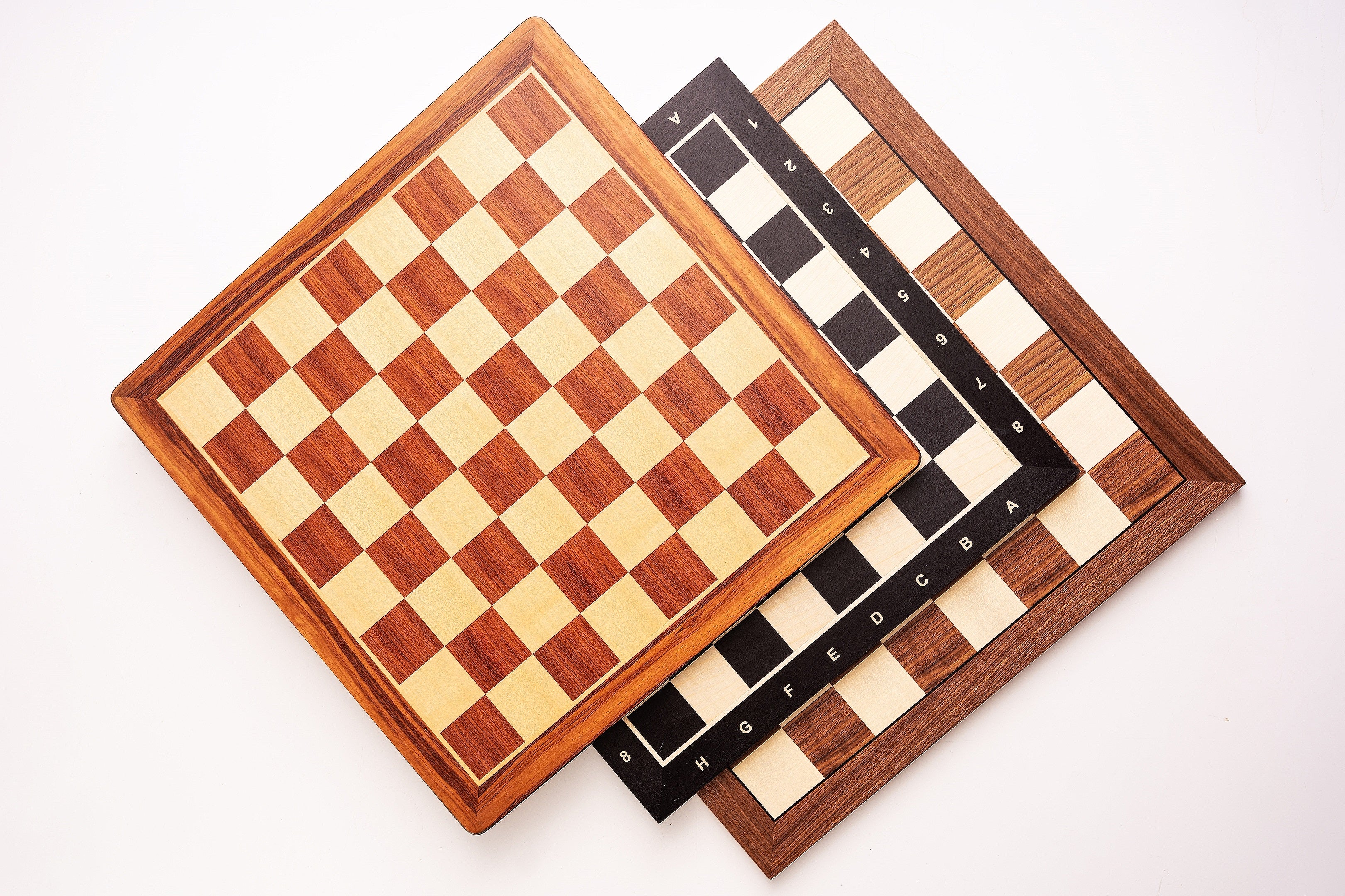Mahogany & Sycamore Chess Board 18.9″ – With Notation