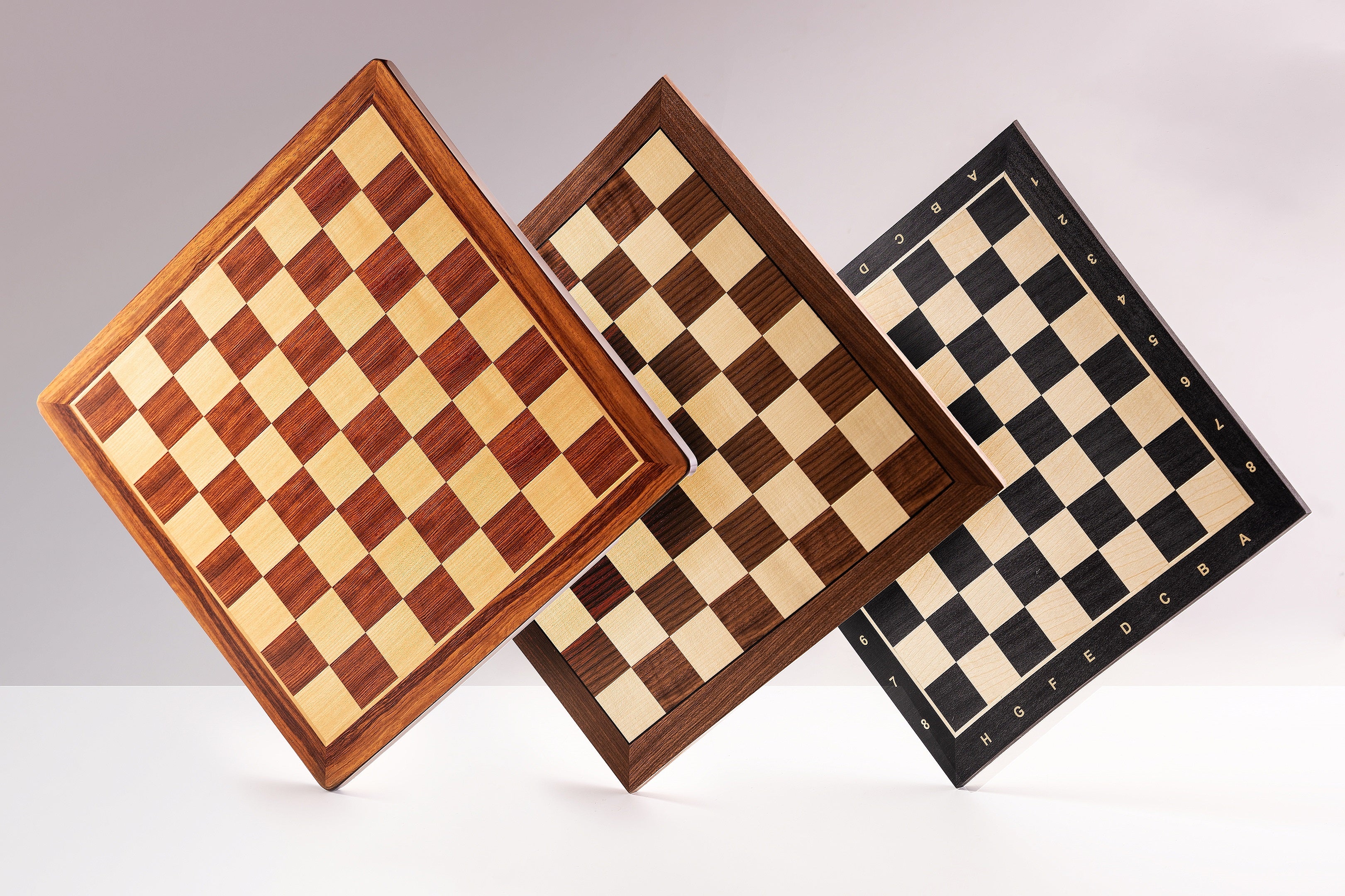 Walnut & Sycamore Chess Board 18.9" x 18.9" with 1.97" Squares – No Notation