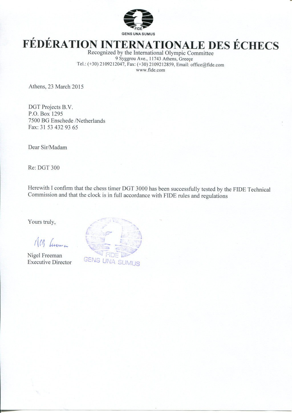 DGT 3000 Chess Clock – FIDE Approved