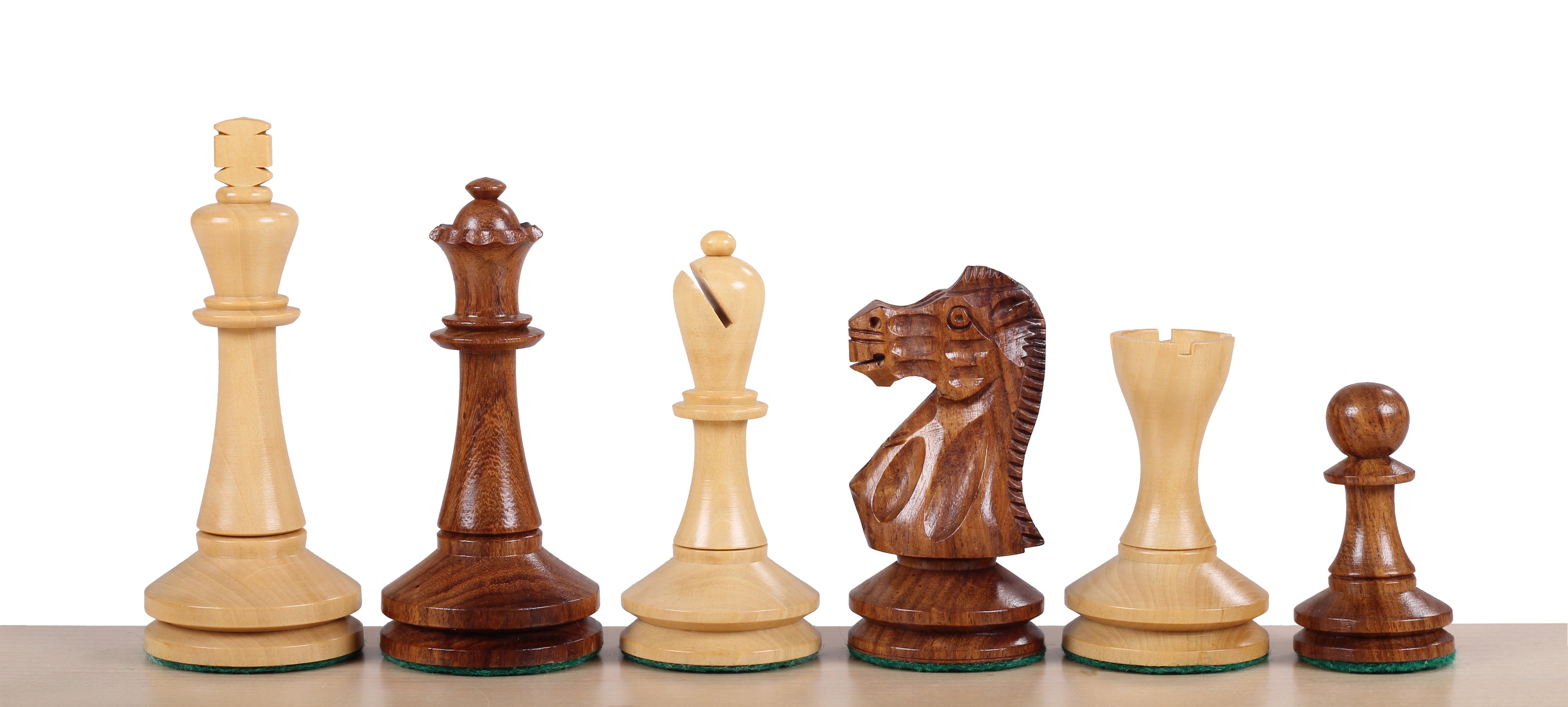 Blackmore Chess Pieces – 4" King, Acacia & Boxwood