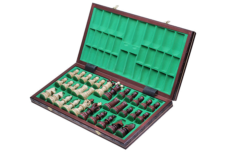 Ambassador Brown Wooden Chess Set – Deluxe Edition with Insert Tray (Size No. 5.5)