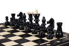 Ambassador Black Deluxe Wooden Chess Set with Burnt Inlay – Size No. 5.5