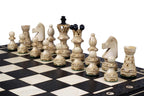 Ambassador Black Deluxe Wooden Chess Set with Burnt Inlay – Size No. 5.5