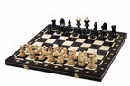 Ambassador Black Deluxe Wooden Chess Set with Burnt Inlay – Size No. 5.5