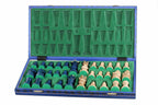 Ambassador Blue Deluxe Wooden Chess Set with Burnt Inlay – Size No. 5.5