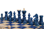 Ambassador Blue Deluxe Wooden Chess Set with Burnt Inlay – Size No. 5.5